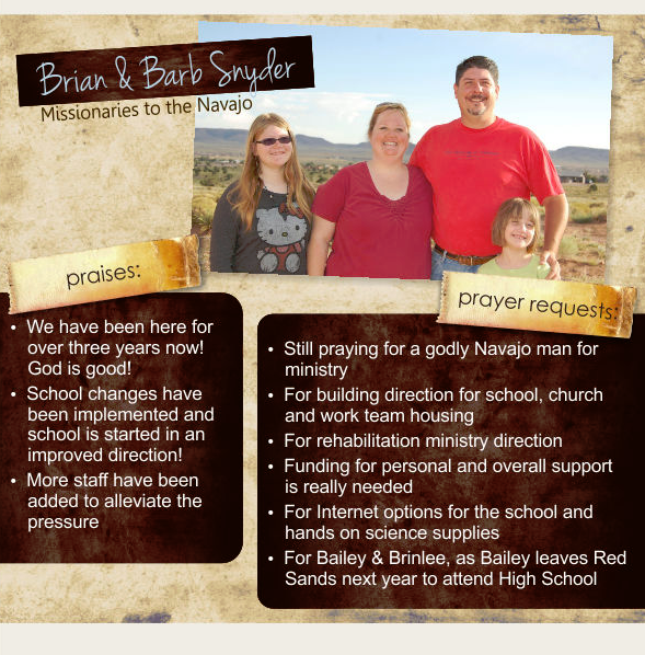 Snyder family prayer card