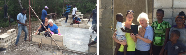 Suzi and Peg in Haiti building the house together