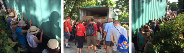 a container of food arrives in Haiti