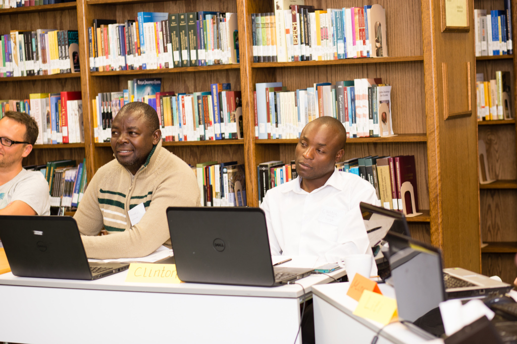 Fanuel Lipapu and Clinton Ikanga, evangelists with Hope Outreach churches in Nairobi, Kenya, take their first leadership class at TCM in Vienna, Austria.