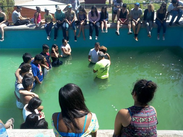 Baptisms at camp.