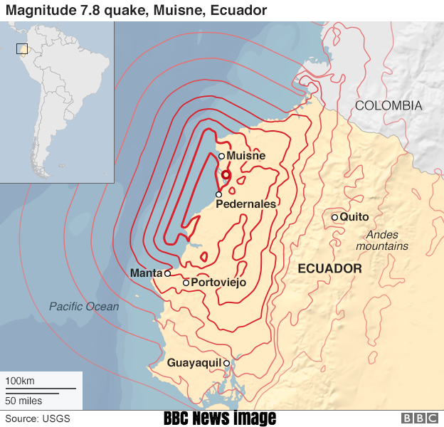 BBC image of Ecuador earthquake zone